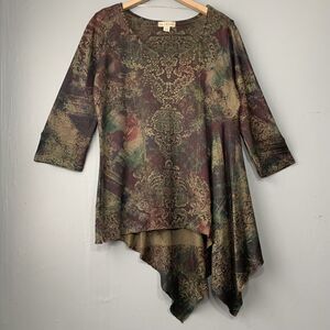 Fairy Grunge Size Medium Boho Embellished Asymmetrical Sweater Tunic Goblincore